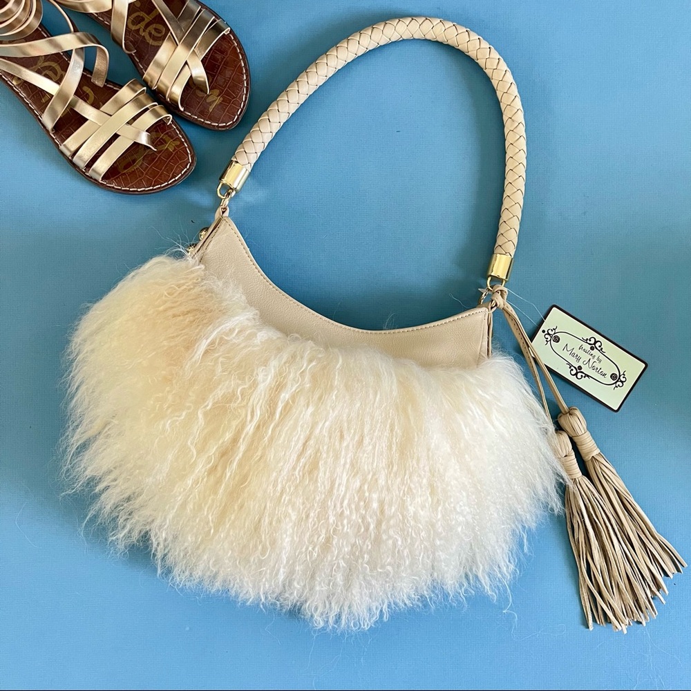 Luxurious Cream Fur Hobo Bag